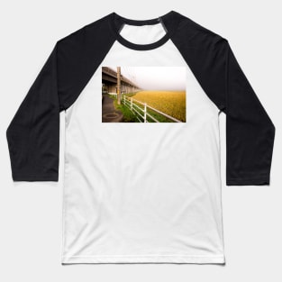 Japan Railway disappearing through a wall of fog after typhoon Baseball T-Shirt